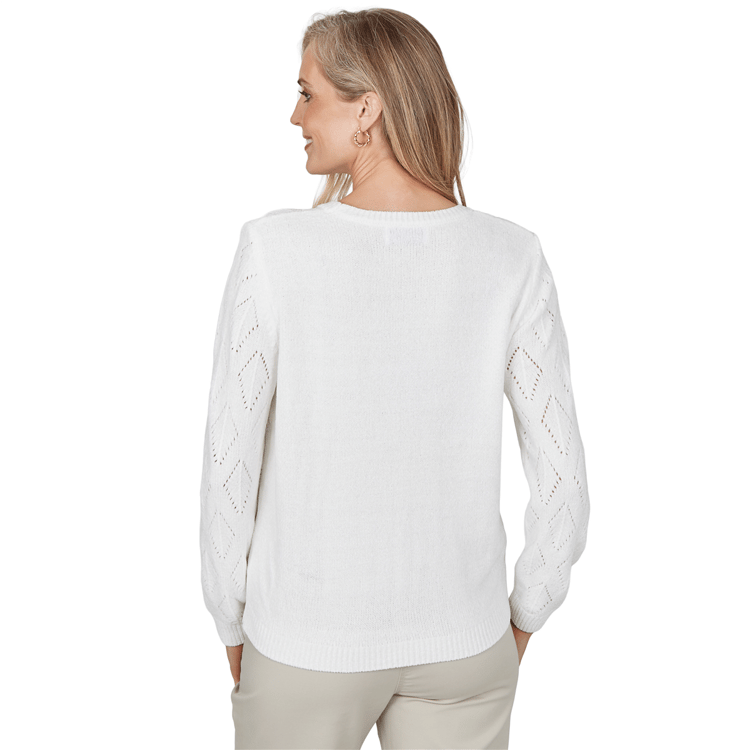 Womens Alfred Dunner Sunset Ridge Floral Pointelle Sweater