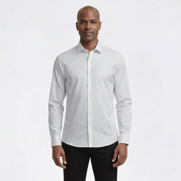 Mens Bill Blass Textured Stripe Modern Fit Dress Shirt - White