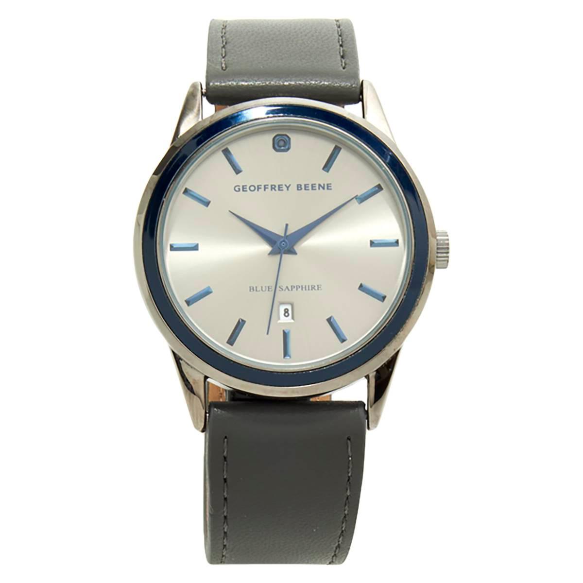 Mens Geoffrey Beene® Blue Sapphire Bezel Strap Watch -...