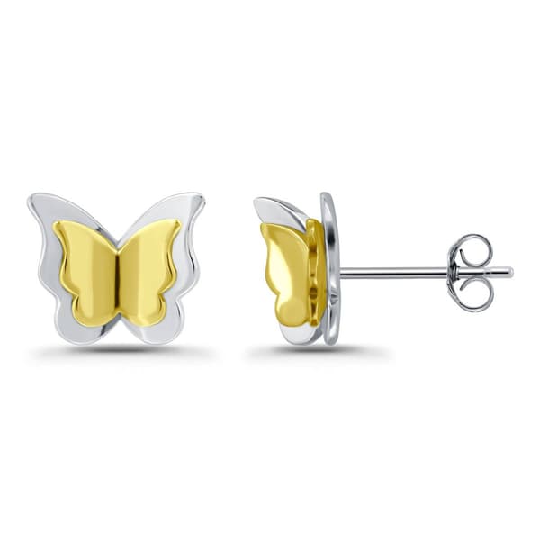 Designs by FMC 18kt. Two-Tone Butterfly Stud Earrings