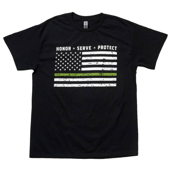 Mens Patriotic Thin Green Line Military Graphic T-Shirt - Black - image 