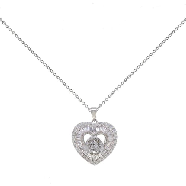 Gianni Argento Diamond & Cubic Zirconia Heart Spinner Pendant - image 