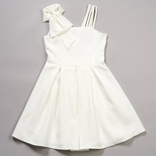 Girls &#40;7-16&#41; Rare Editions Bow One Shoulder Pleated Dress