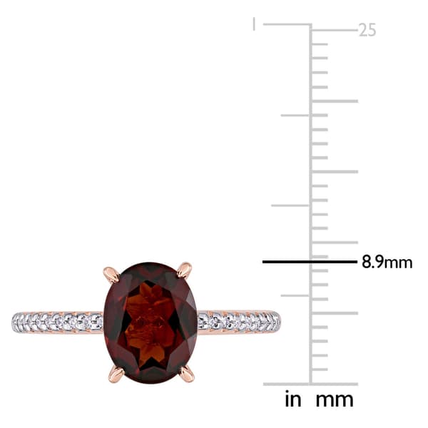 Gemstones Classics™ 14kt. Rose Gold Oval Garnet & Diamond Ring
