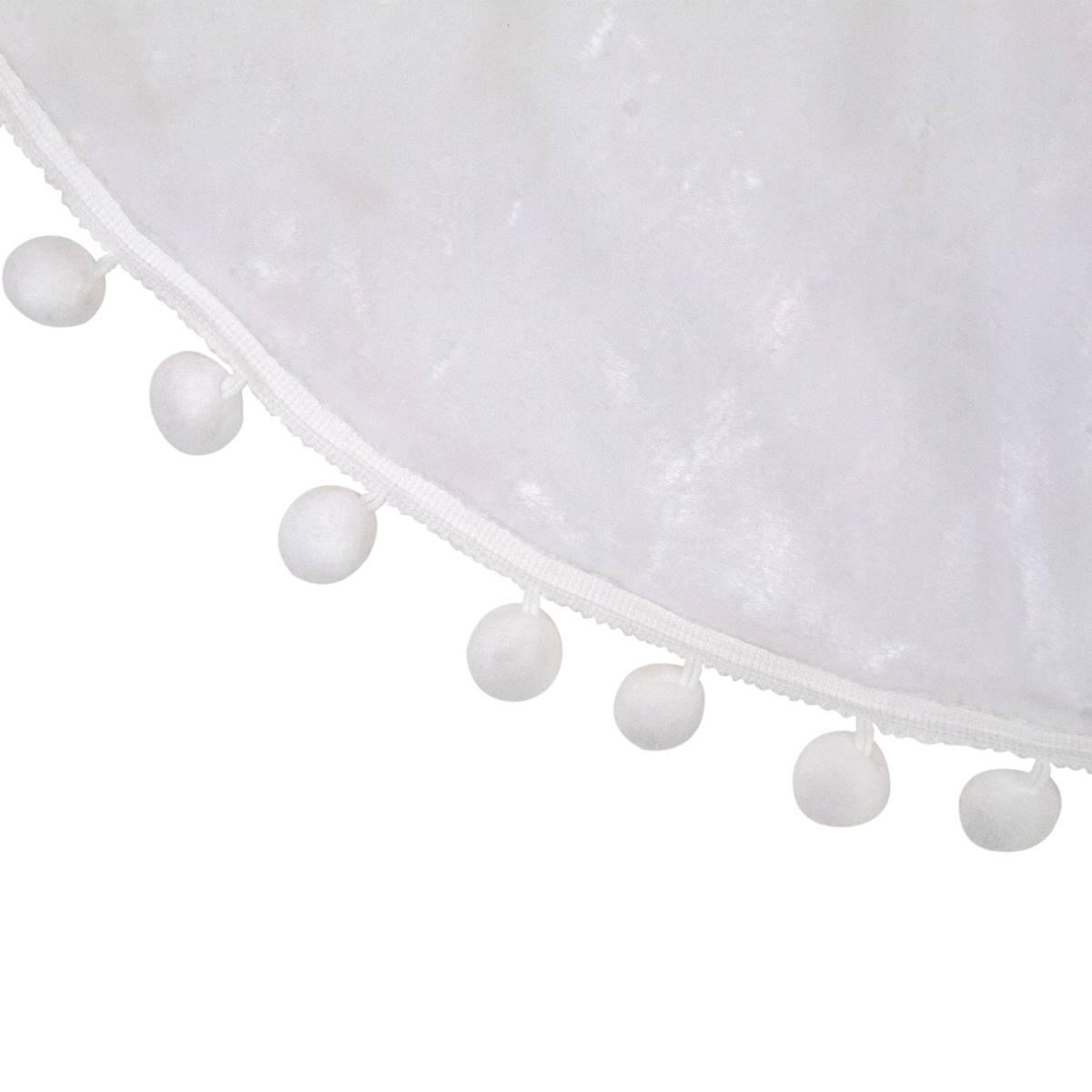 Northlight 36in. White Christmas Tree Skirt With a Pom Pom Border