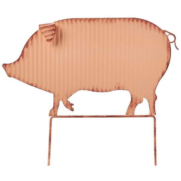 Corrugated Metal Garden Pig Stake - image 