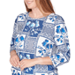 Petites Alfred Dunner Mykonos Framed Floral Ruched Side Tie Top - image 5