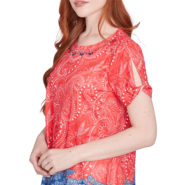 Petite Ruby Rd. Americana Chic Paisley Embellished Jersey Tee
