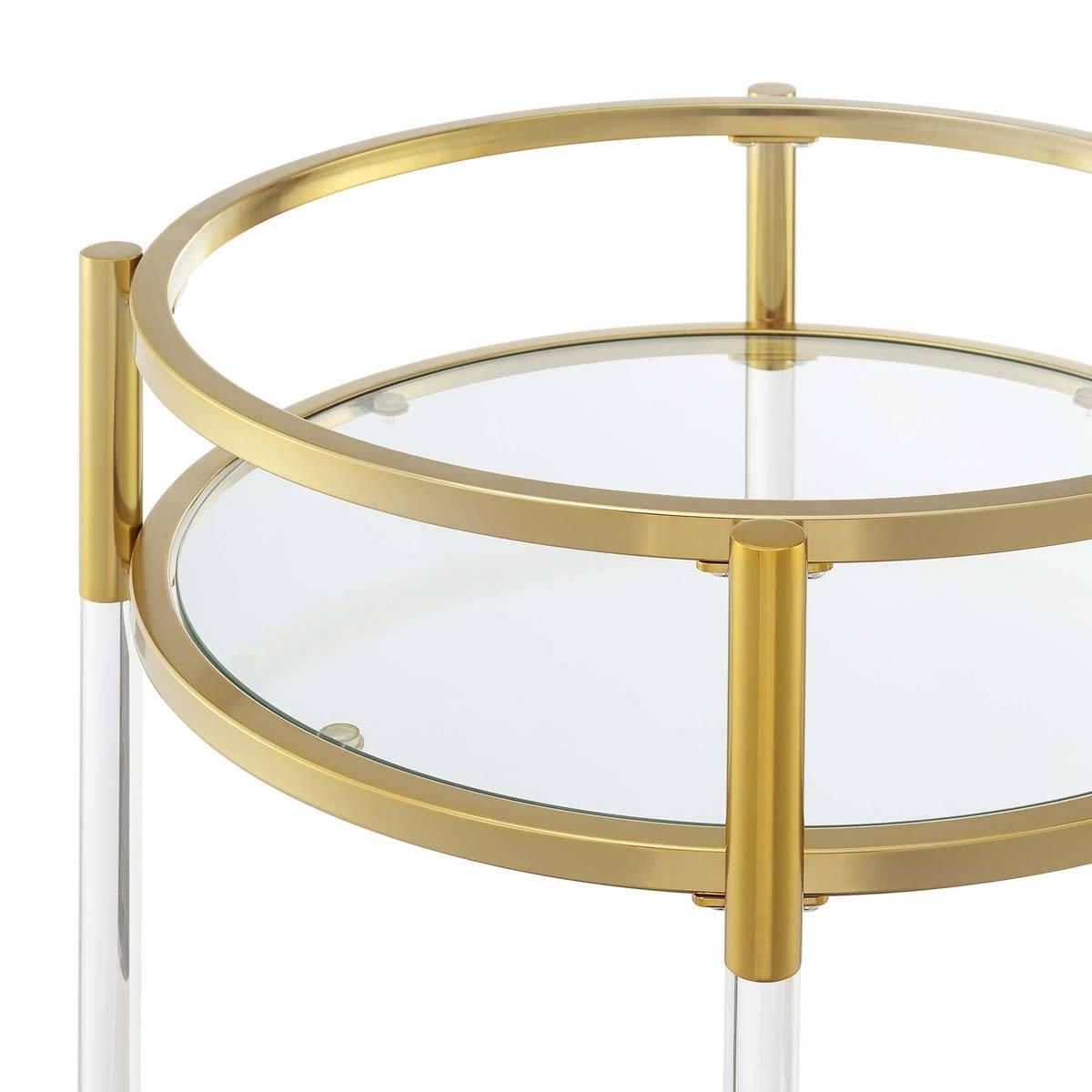 Convenience Concepts Royal Crest 2-Tier Round Glass Bar Cart