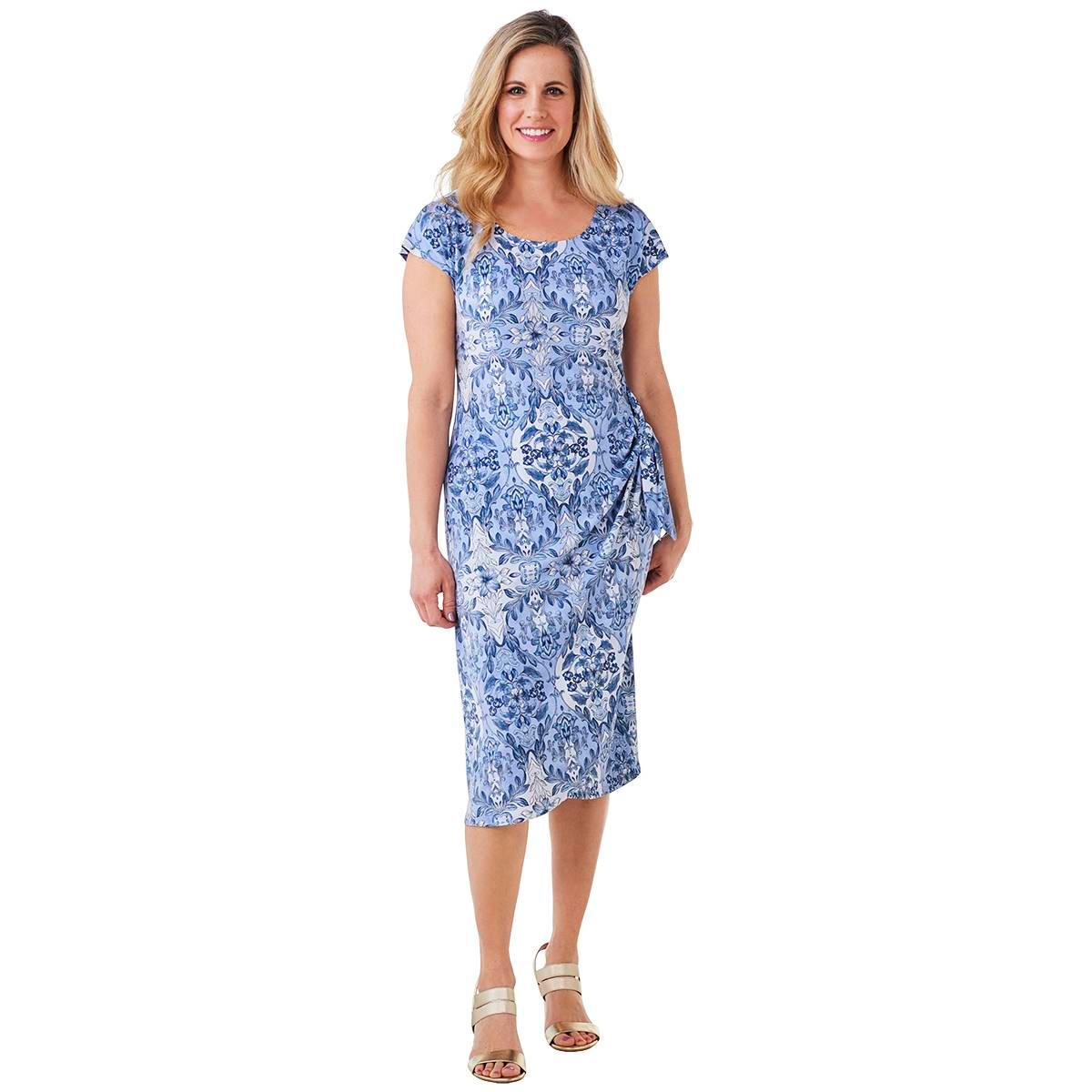 Womens Connected Apparel Short Sleeve ITY Wrap Dress