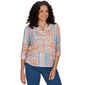 Womens Alfred Dunner Tuscany 3/4 Sleeve Patchwork Henley Blouse - image 1