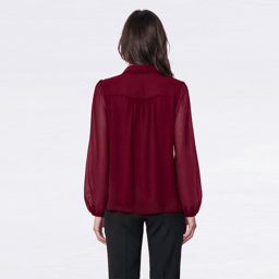 Womens Adrianna Papell Long Sleeve Lace Panel Blouse