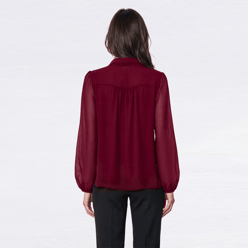 Womens Adrianna Papell Long Sleeve Lace Panel Blouse