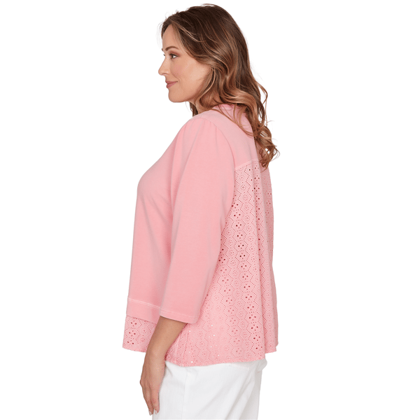 Plus Size Ruby Rd. Renaissance Romance 3/4 Sleeve Eyelet Blouse