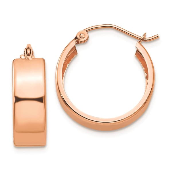 Gold Classics&#40;tm&#41; 14kt. Rose Gold 16x5.5mm Hoop Earrings - image 