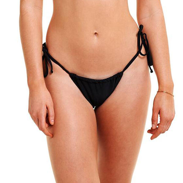 Juniors Cyn & Luca Solid String Tie Bikini Swim Bottoms - image 