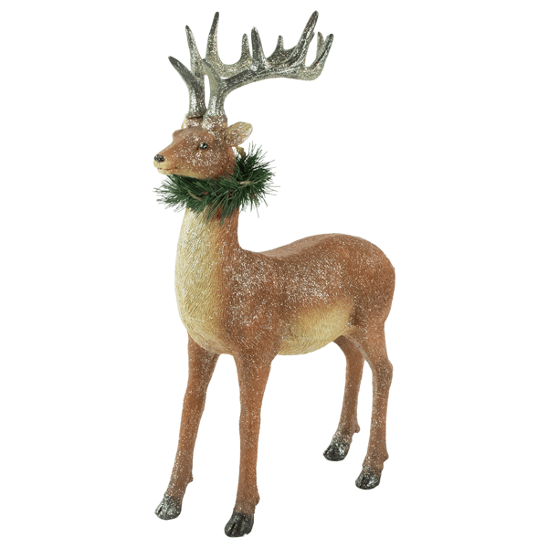 Northlight Standing Glittered Christmas Reindeer with Neck Wreath