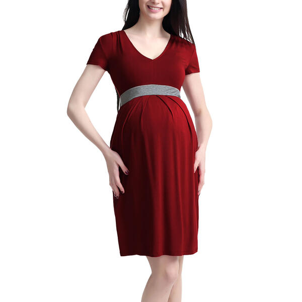 Womens Glow &amp; Grow(R) Contrast Pleated A-Line Maternity Dress - image 