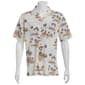 Mens Campia Short Sleeve Rayon Spandex Button Down Shirt-Natural - image 1