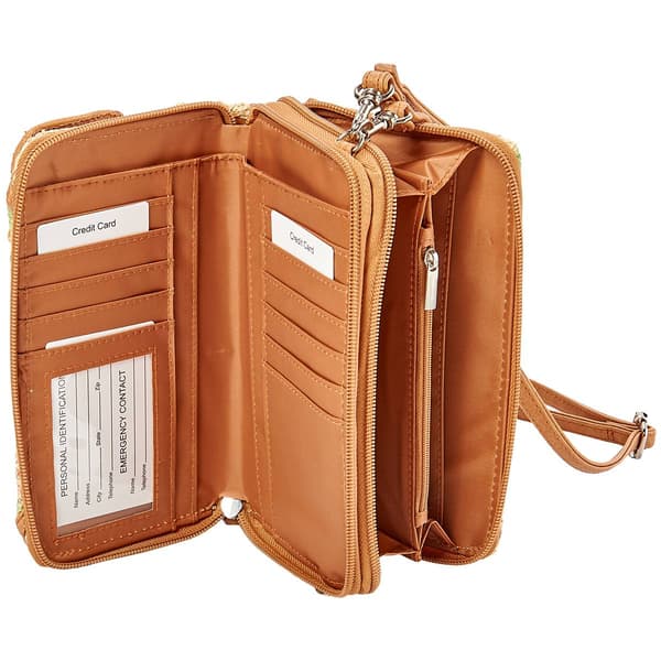 Womens Bueno Floral Straw Crossbody Wallet