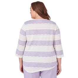 Plus Size Alfred Dunner Garden Party Spliced Stripe Texture Tee