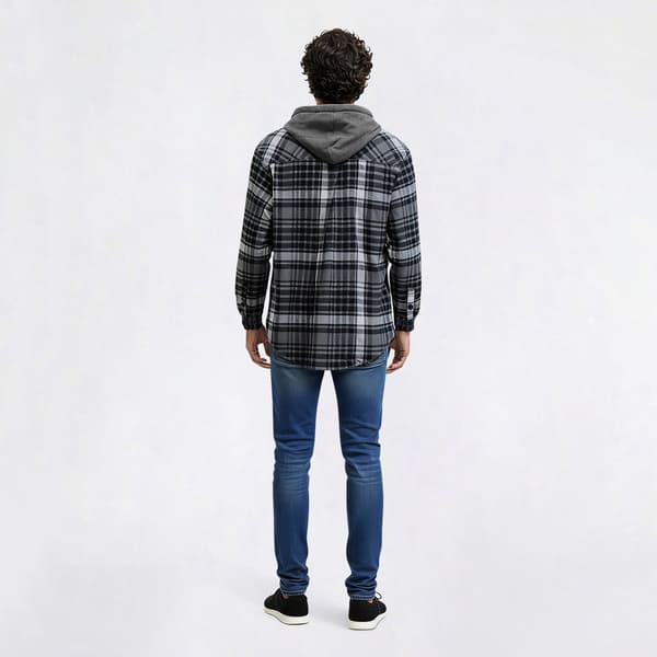 Mens Smith''s Sherpa Lined Flannel Shirt Jacket - Black/White