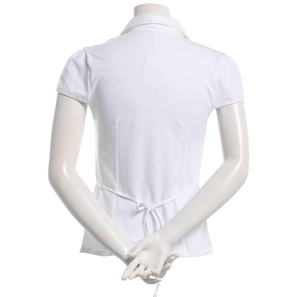 Juniors Madden Girl Cap Sleeve Jersey Button Up Tie Back Top