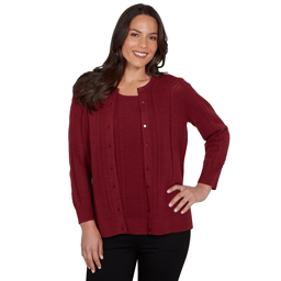 Petite Emaline Country Code 3/4 Sleeve Pointelle Cardigan