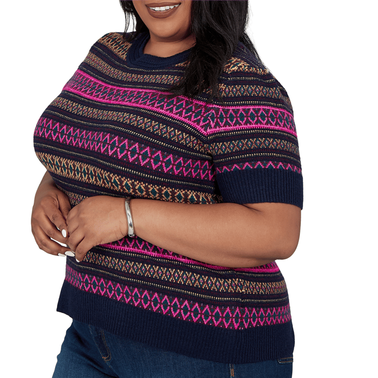 Plus Size Ruby Rd. English Countryside Mixed Fair Isle Sweater