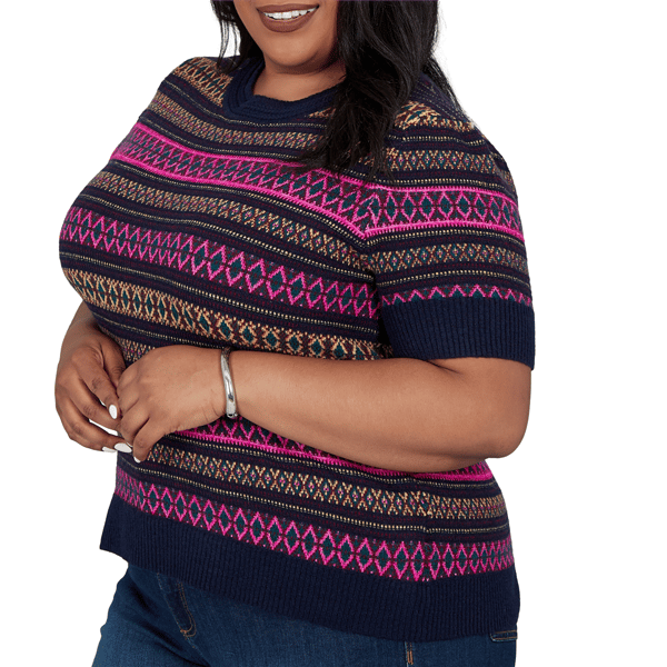 Plus Size Ruby Rd. English Countryside Mixed Fair Isle Sweater