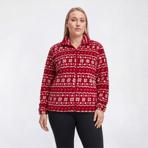 Plus Size Hasting & Smith Cozy Full Zip Nordic Snowflake Jacket