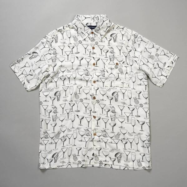 Mens Preswick & Moore Print Rayon Shirt - White - image 