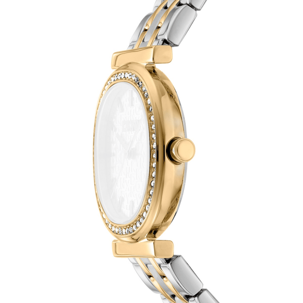 Womens DKNY Crystal Bezel Two-Tone Green Dial Watch-DK1L083M0095