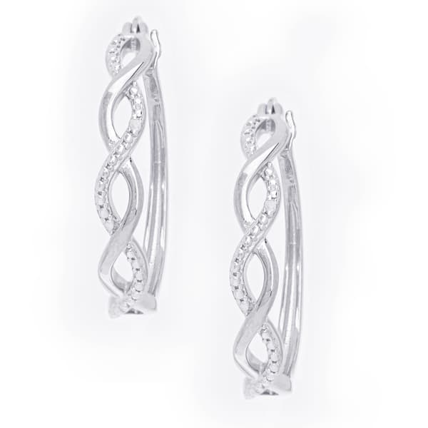Gianni Argento Sterling & Diamond Infinity Hoop Earrings - image 