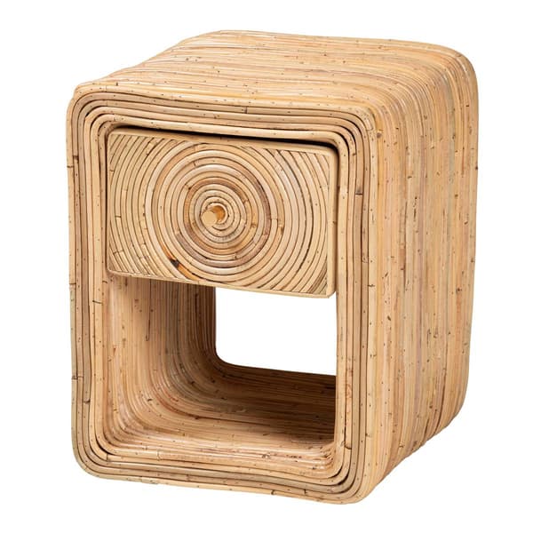 bali & pari Rosina Bohemian Natural Rattan 1-Drawer Nightstand - image 