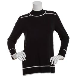 Petite Retrology Mock Neck Sweater with Piping