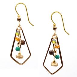 Silver Forest Autumn-Colored Bead Cascade Earrings