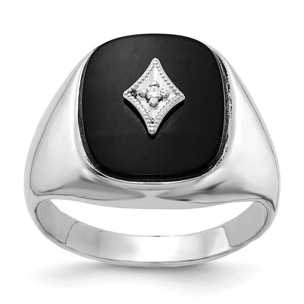Mens Gentlemens Classics&#40;tm&#41; 14kt. White Gold Onyx & Diamond Ring - image 
