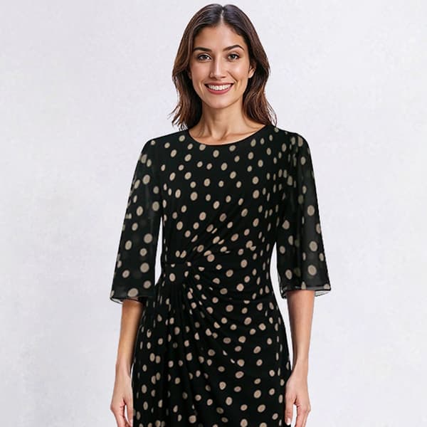 Womens Connected Apparel Elbow Sheer Sleeve Dot Sheath Dress