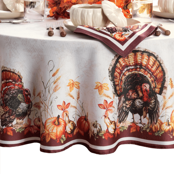 Threadmade Autumn Heritage Turkey Engineered Tablecloth