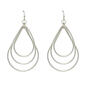 Freedom Three Teardrop Fish Hook Drop Earrings In Silver - image 1