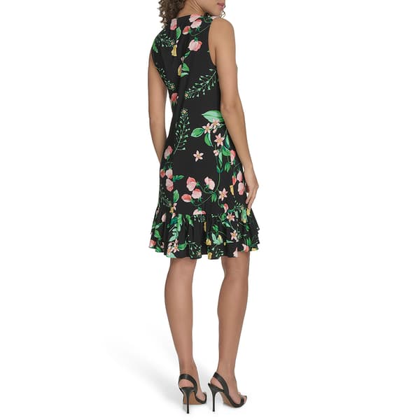 Womens Tommy Hilfiger Sleeveless Floral Ruffle Hem Shift Dress