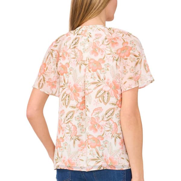 Womens Cece Flutter Sleeve Floral Bow Blouse