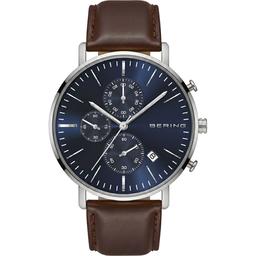 Mens BERING Chronograph Leather Watch - 14940-507