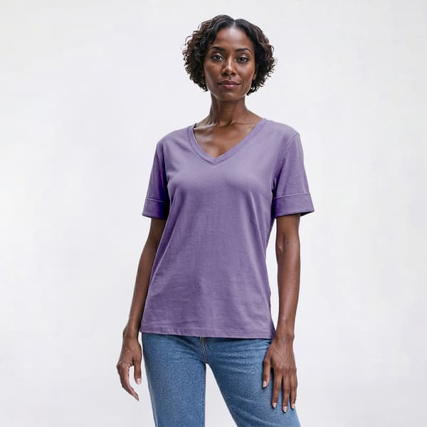 Petite Hasting & Smith Elbow Sleeve V Neck Tee - image 