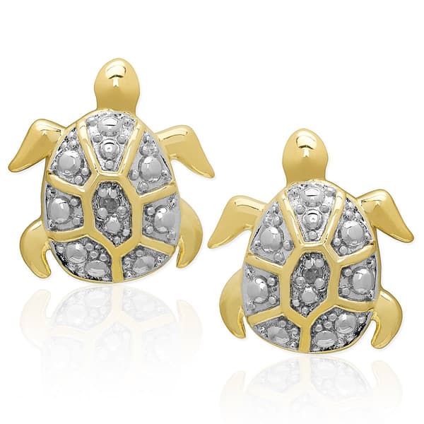 Accents by Gianni Argento Diamond Accent Turtle Stud Earrings - image 