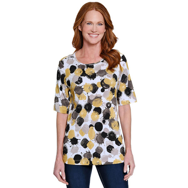 Womens Ali Miles Short Sleeve Polka Dot Blouse - image 