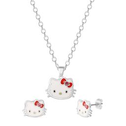 Brass Hello Kitty(R) Stud Earrings & Pendant Necklace Set