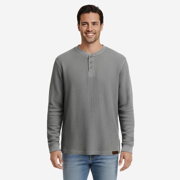 Mens Mountain Ridge Solid Heavyweight Thermal Henley