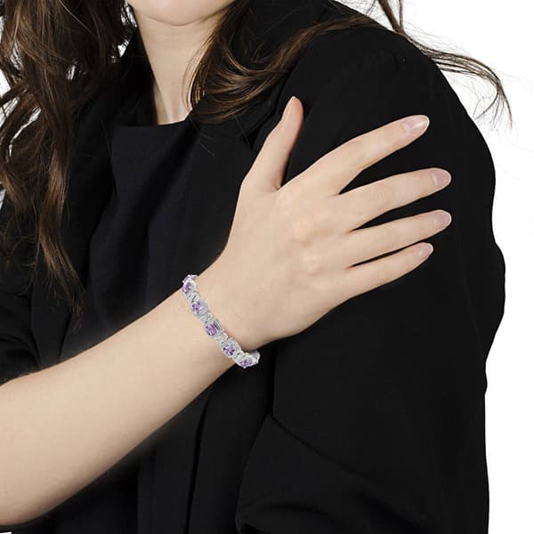 Haus of Brilliance Purple Amethyst & 1/10ctw.. Diamond Bracelet